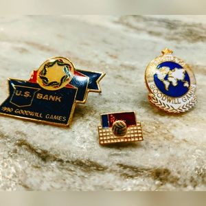 US Bank 1990 Goodwill Games Set of 3 Vintage Lapel Pins